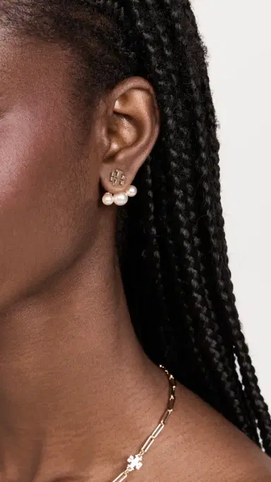 Tory Burch Moondance Pearl Front-Back Earrings | Thumbnail 3 Tory Burch Moondance Pearl Front-Back Earrings | Thumbnail 3