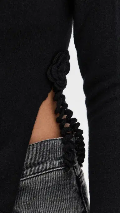 GUIZIO Soler Fold Over Knit Top Black | Thumbnail 6