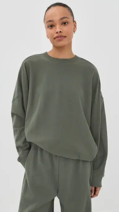 Tibi Lightweight Sweatshirt Olive | Thumbnail 2