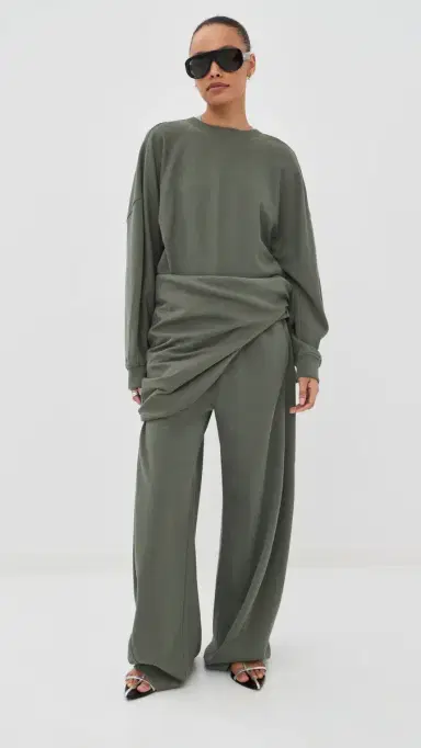Tibi Lightweight Sweatshirt Olive | Thumbnail 5