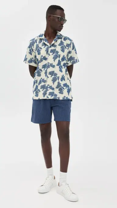 Marine Layer Lined port & wim Shorts 6 Navy/Blue tripe | Thumbnail 5