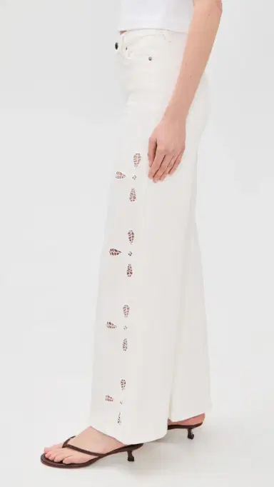 GOOD AMERICAN Good Waist Palazzo Embroidered Jeans White 6 | Thumbnail 4