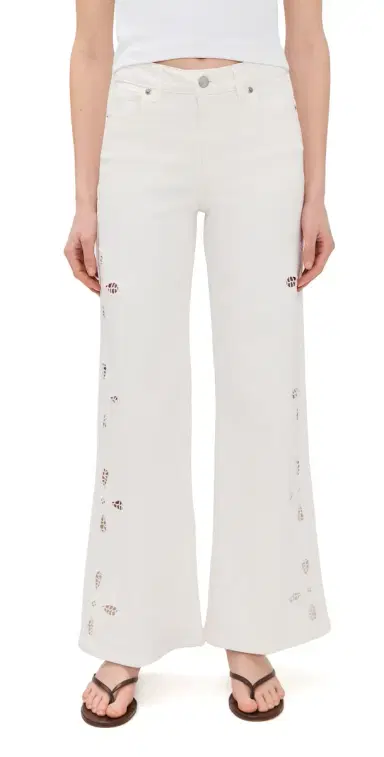 GOOD AMERICAN Good Waist Palazzo Embroidered Jeans White 6 | Thumbnail 1