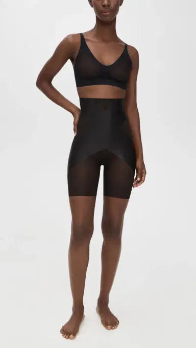 SPANX High-Waisted Booty-Lifting X Mid Thigh Shorts Very Black | Thumbnail 5