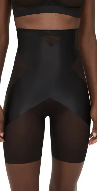 SPANX High-Waisted Booty-Lifting X Mid Thigh Shorts Very Black | Thumbnail 1