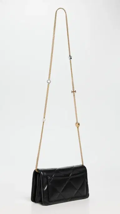 Tory Burch Kira Diamond Quilt Charm Chain Wallet Black One Size | Thumbnail 4