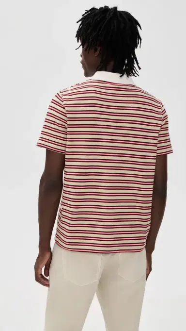 A.P.C. A. P.C. Oscar Striped Polo Shirt Bac Dark Beige | Thumbnail 3 A.P.C. A. P.C. Oscar Striped Polo Shirt Bac Dark Beige | Thumbnail 3