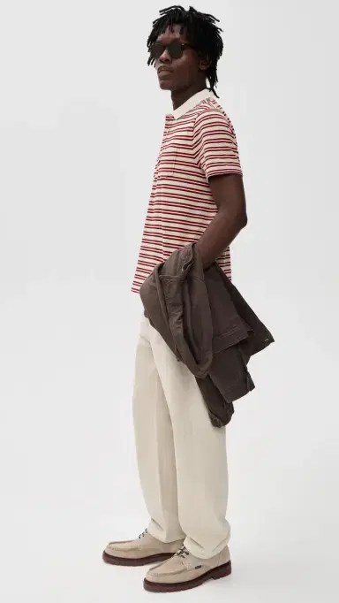 A.P.C. A. P.C. Oscar Striped Polo Shirt Bac Dark Beige | Thumbnail 4 A.P.C. A. P.C. Oscar Striped Polo Shirt Bac Dark Beige | Thumbnail 4