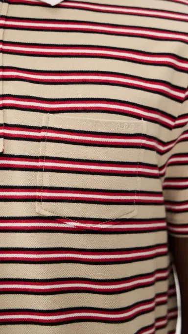 A.P.C. A. P.C. Oscar Striped Polo Shirt Bac Dark Beige | Thumbnail 6 A.P.C. A. P.C. Oscar Striped Polo Shirt Bac Dark Beige | Thumbnail 6