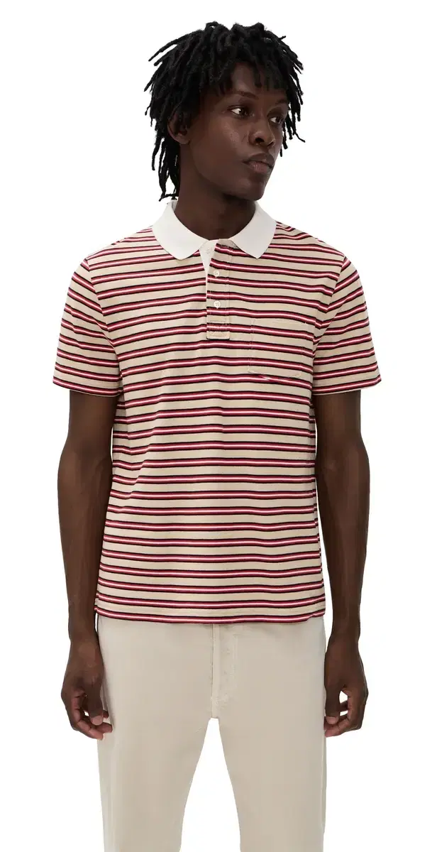 A. P.C. Oscar triped Polo hirt Bac Dark Beige