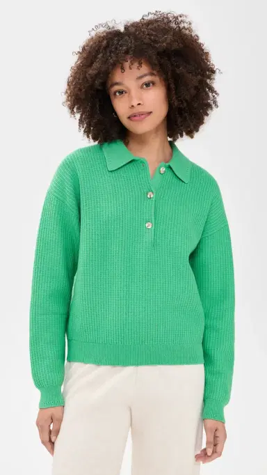 Varley Marlie Knit Polo Sweater Green pruce | Thumbnail 2