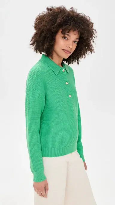 Varley Marlie Knit Polo Sweater Green pruce | Thumbnail 4