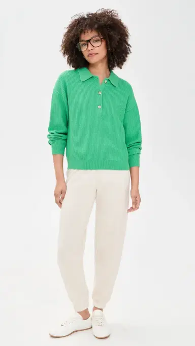 Varley Marlie Knit Polo Sweater Green pruce | Thumbnail 5