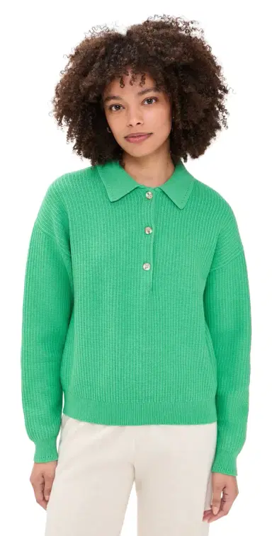 Varley Marlie Knit Polo Sweater Green pruce | Thumbnail 1