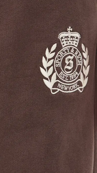 Sporty & Rich NY Crest Embroidered Wide Sweatpants Chocolate | Thumbnail 6 Sporty & Rich NY Crest Embroidered Wide Sweatpants Chocolate | Thumbnail 6