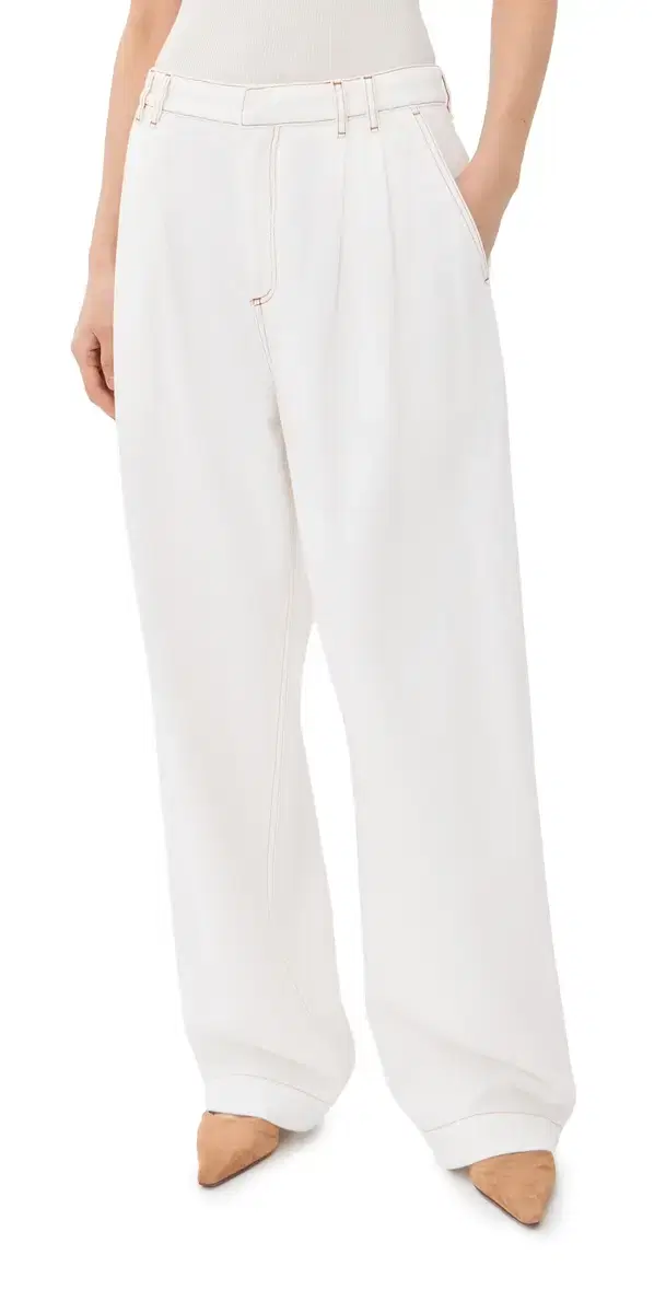 DARKPARK France Pleat Jeans Washed White