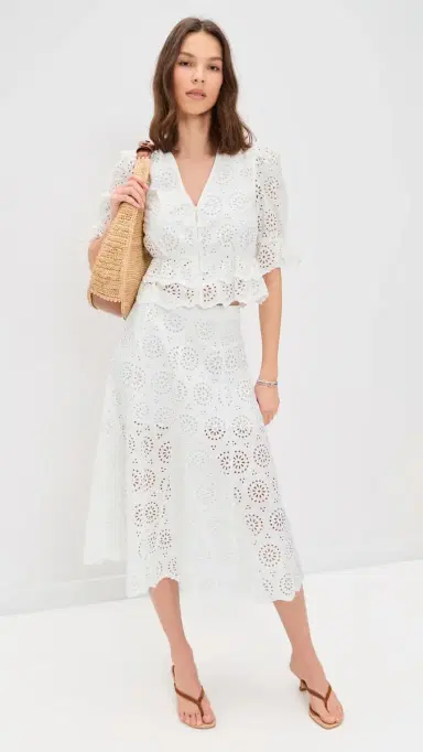 Frame The Solstice Eyelet Skirt White 2 | Thumbnail 5