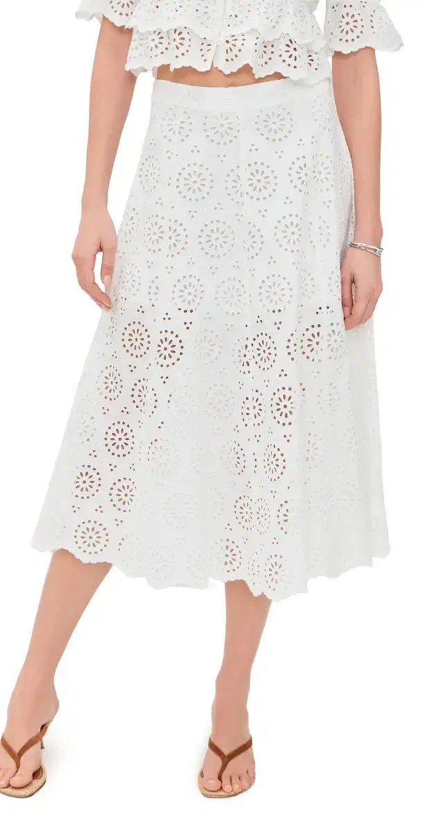 FRAME The Solstice Eyelet Skirt White