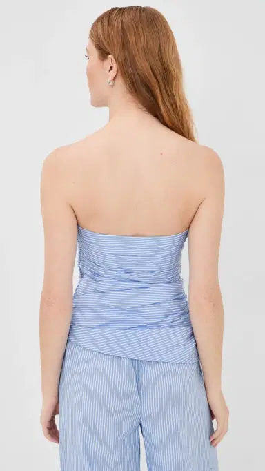 Simkhai Emerson Ruched Bustier Top Periwinkle Stripe 0 | Thumbnail 3 Simkhai Emerson Ruched Bustier Top Periwinkle Stripe 0 | Thumbnail 3