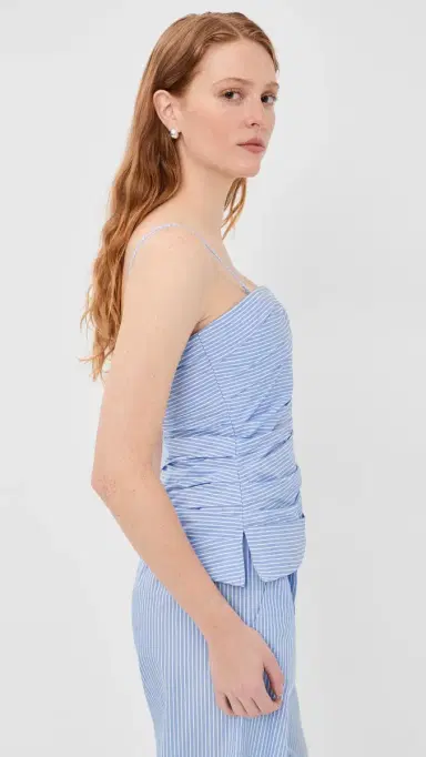 Simkhai Emerson Ruched Bustier Top Periwinkle Stripe 0 | Thumbnail 4 Simkhai Emerson Ruched Bustier Top Periwinkle Stripe 0 | Thumbnail 4