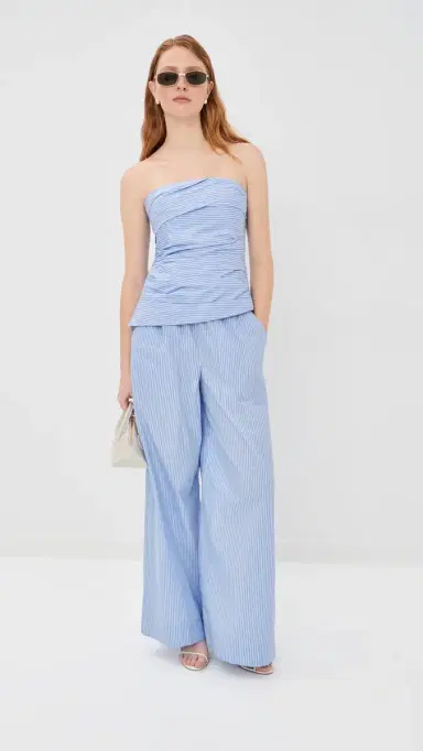 Simkhai Emerson Ruched Bustier Top Periwinkle Stripe 0 | Thumbnail 5 Simkhai Emerson Ruched Bustier Top Periwinkle Stripe 0 | Thumbnail 5