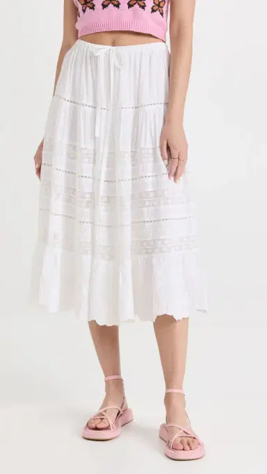 LoveShackFancy Donna Skirt White L | Thumbnail 2