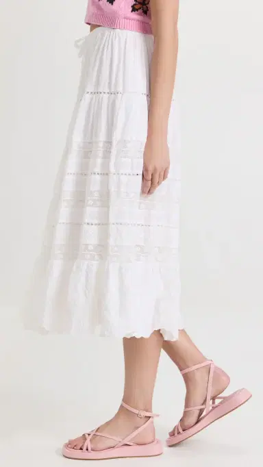 LoveShackFancy Donna Skirt White L | Thumbnail 4