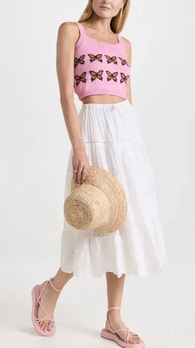 LoveShackFancy Donna Skirt White L | Thumbnail 5
