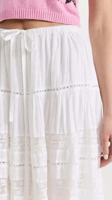 LoveShackFancy Donna Skirt White L | Thumbnail 6