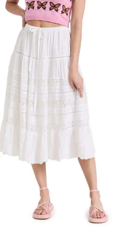 LoveShackFancy Donna Skirt White L | Thumbnail 1