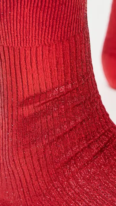 Maria La Rosa Laminated Ribbed Silk Socks Red One Size | Thumbnail 5