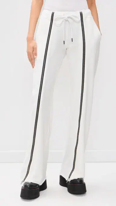 R13 Zippered Wide Leg Sweatpants White M | Thumbnail 2