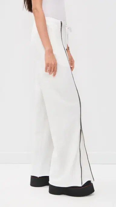 R13 Zippered Wide Leg Sweatpants White M | Thumbnail 4