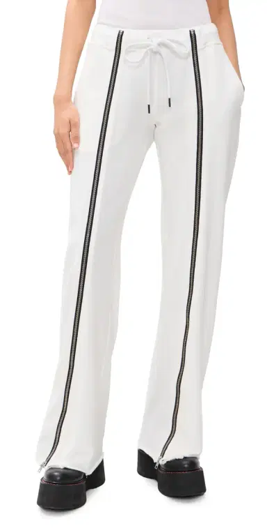 R13 Zippered Wide Leg Sweatpants White M | Thumbnail 1