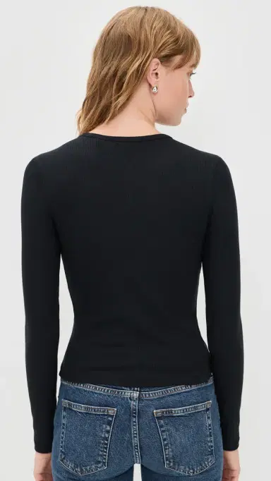 FRAME The Rib Splay Top Black | Thumbnail 3