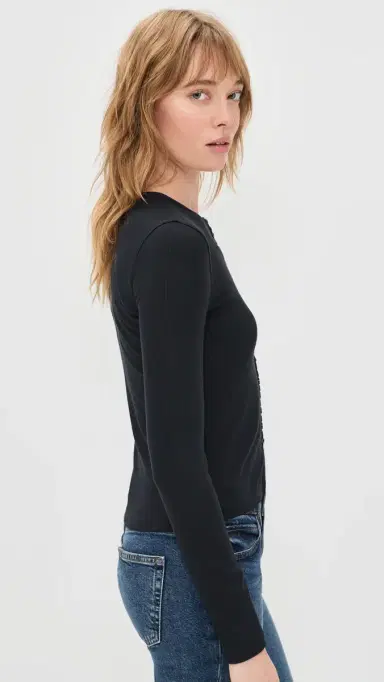 FRAME The Rib Splay Top Black | Thumbnail 4