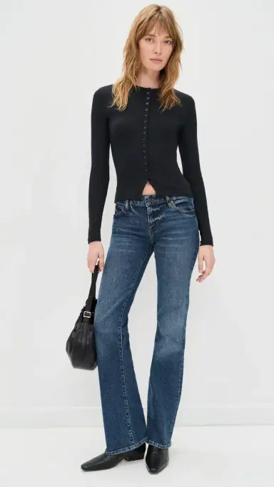FRAME The Rib Splay Top Black | Thumbnail 5