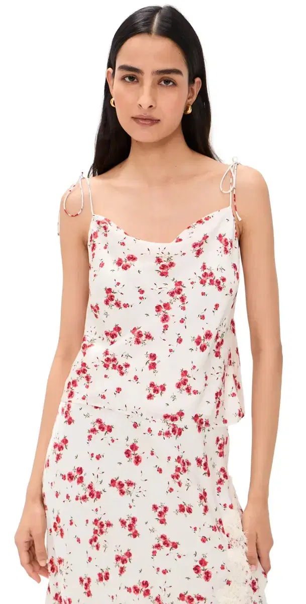 Azra Hammered atin Camisole Candied Rose