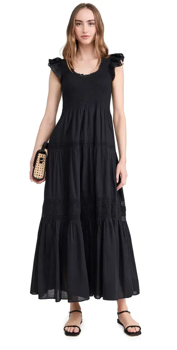 LoveShackFancy Chessie Dress Black