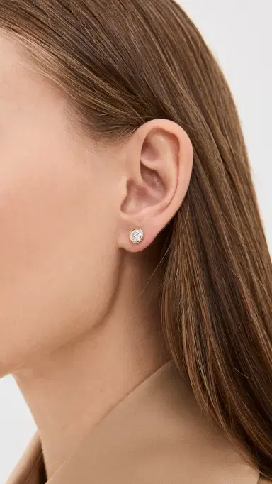 SHASHI Bezel Stud Earrings 5mm Gold One Size | Thumbnail 3