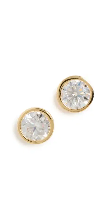 SHASHI Bezel Stud Earrings 5mm Gold One Size | Thumbnail 1