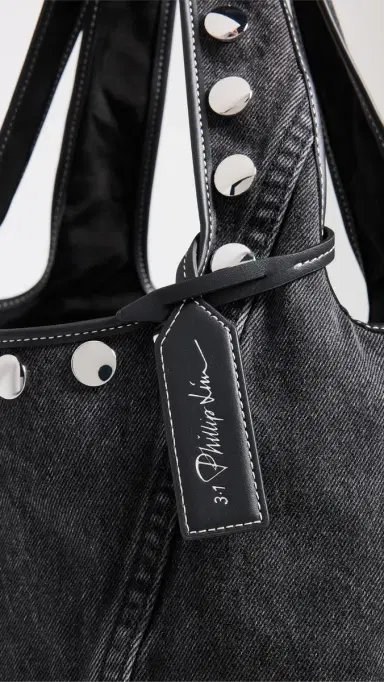 3.1 Phillip Lim Washed Denim Market Tote With Studs Washed Blk | Thumbnail 5 3.1 Phillip Lim Washed Denim Market Tote With Studs Washed Blk | Thumbnail 5