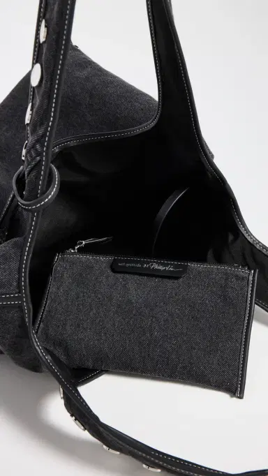 3.1 Phillip Lim Washed Denim Market Tote With Studs Washed Blk | Thumbnail 6 3.1 Phillip Lim Washed Denim Market Tote With Studs Washed Blk | Thumbnail 6
