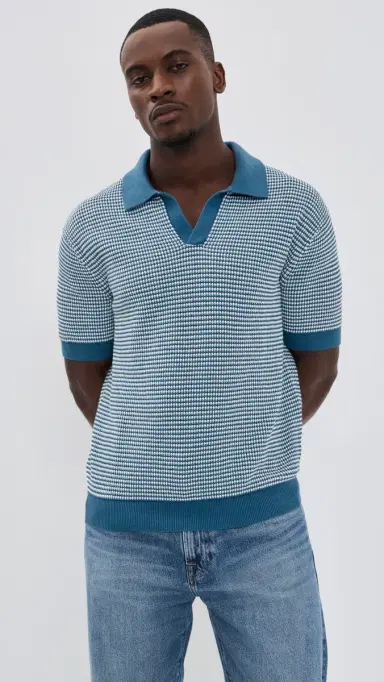 Madewell JC Stitch Polo Steel Blue M | Thumbnail 2