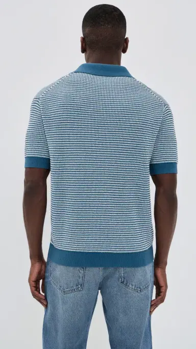 Madewell JC Stitch Polo Steel Blue M | Thumbnail 3