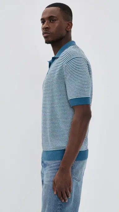 Madewell JC Stitch Polo Steel Blue M | Thumbnail 4
