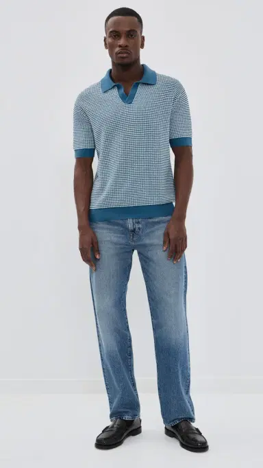 Madewell JC Stitch Polo Steel Blue M | Thumbnail 5