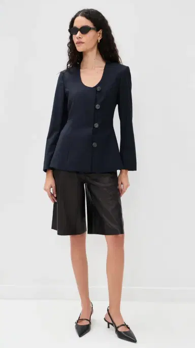 House of Dagmar SB Collarless Blazer Dark Navy 36 | Thumbnail 5