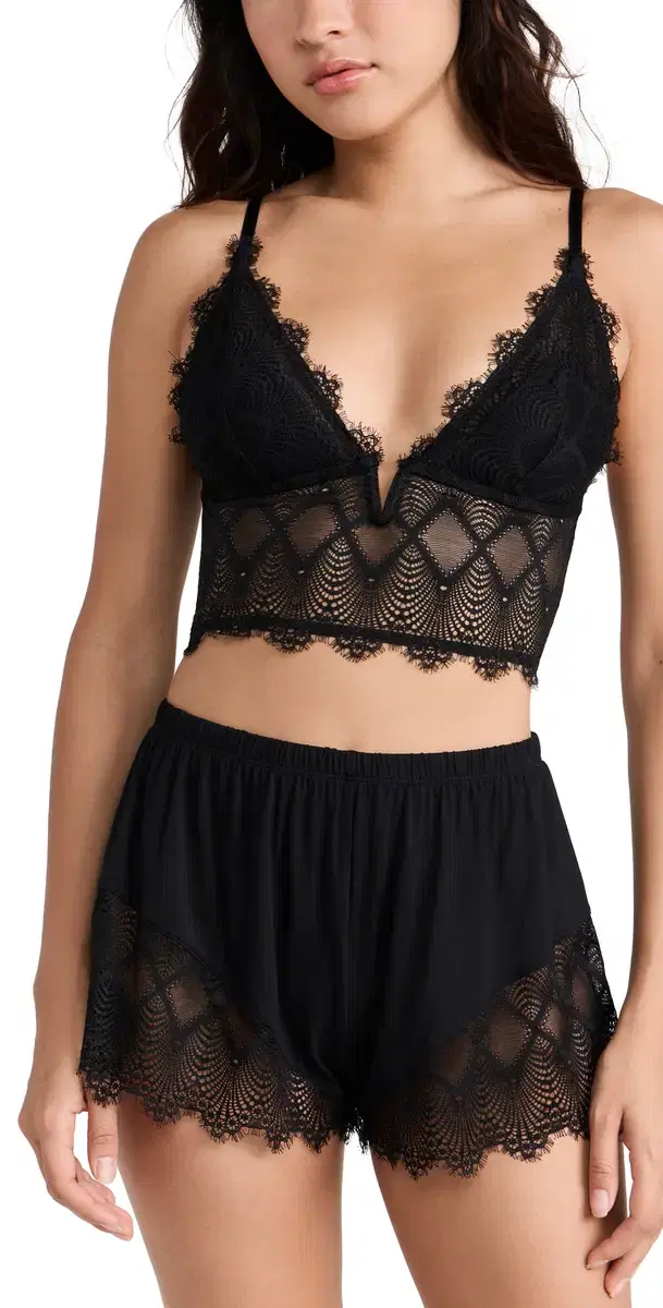 Allure Sleep Cami Boxer Pajama Set Black