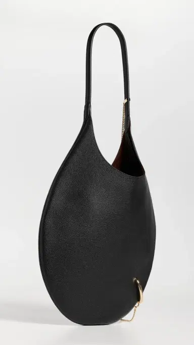 Tory Burch Pierced Soft Bag Black/Gold One Size | Thumbnail 4